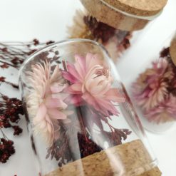 Glazen potje met gravure en droogbloemen - Camille