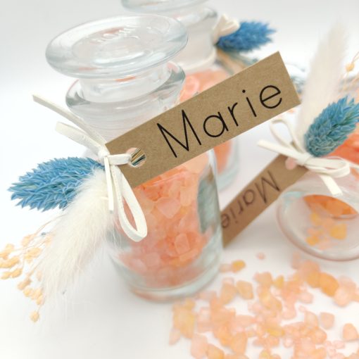Apothekersflesje met badzout en label - Marie