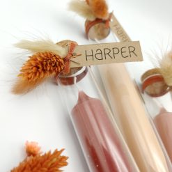 Proefbuisje met tafelkaars en droogbloemen - Harper